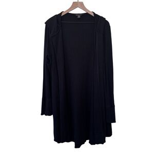 Athleta Black Long Open-Front Hooded Cardigan